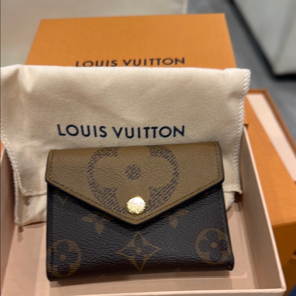 Louis Vuitton Monogram Compact Trifold Wallet in Brown and Tan